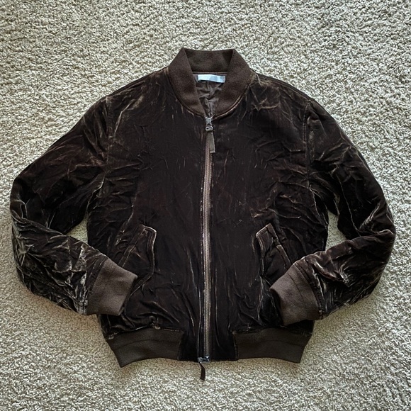 Vince Brown Velvet Bomber Jacket Sz Small